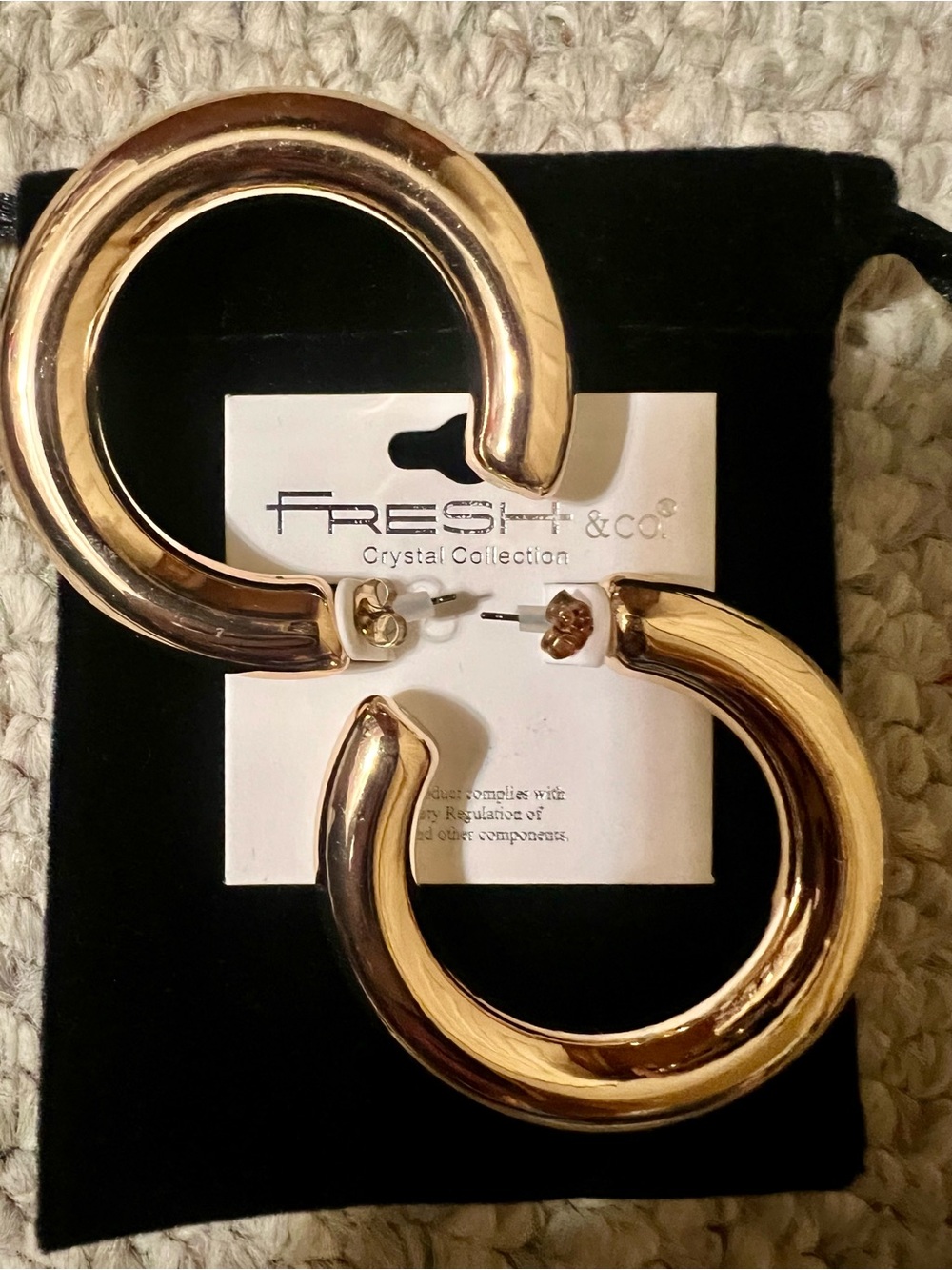 Fresh & Co Gold Chunky Hoop Earrings NWT